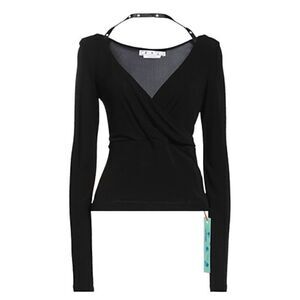 Off-White Fluid Jersey Twisted Long Sleeve Top in Black NWT Size 46/XL